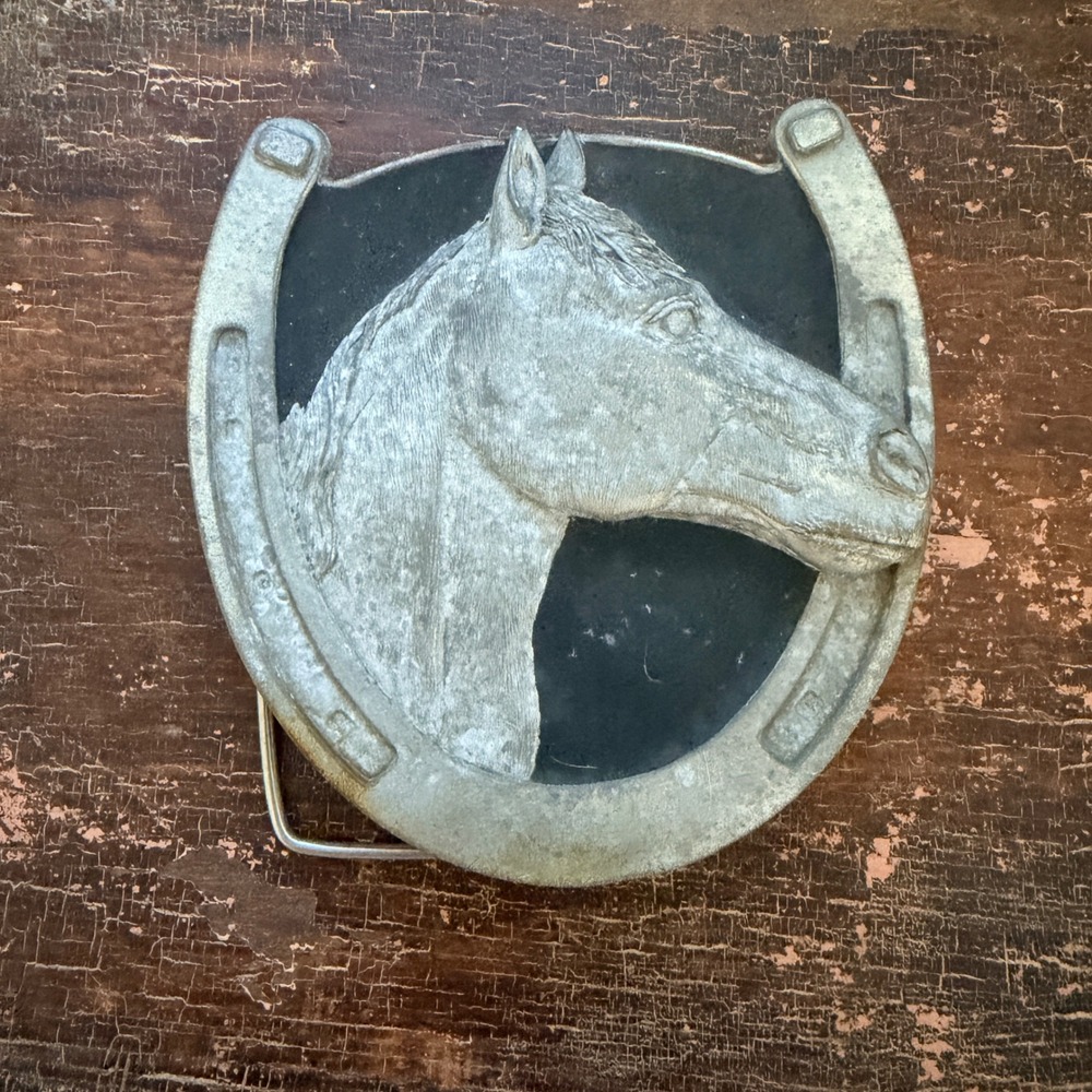 Vintage Bergamot Brass Works Horse Head Horseshoe‎ Hitch Cover USA
